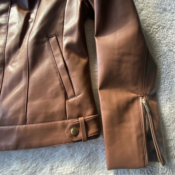 NWT Cole Haan Signature Fitted Racer Moto Jacket, Large, Hazel - Picture 12 of 16